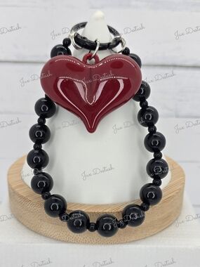 Red Heart Beaded Phone/Key Lanyard CH4384